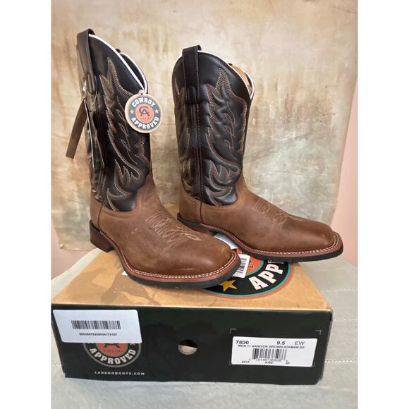 Laredo Montana 7800 Men\'s Western Cowboy Boot Sand Chocolate Leather 9.5 EW Wide main image 12